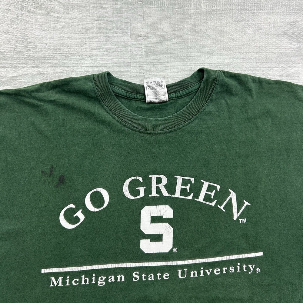 Vintage 90s Michigan State Shirt Size XL Green Spartans University NCAA MSU - Picture 2 of 7